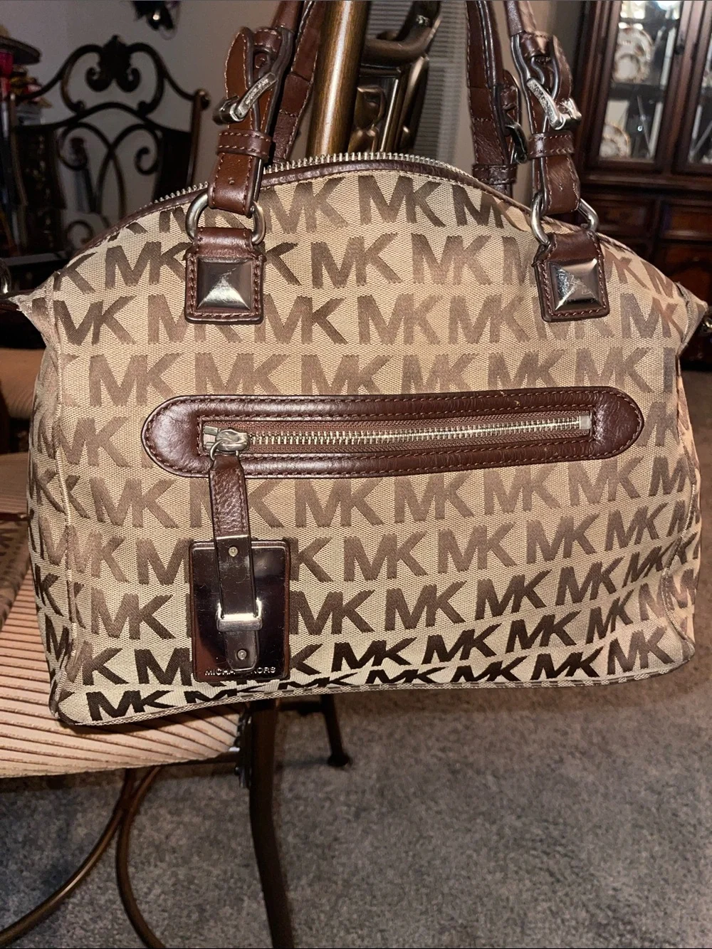 Michael Kors Brown MK Signature Logo Duffel Bag